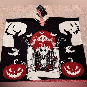 Jack and Sally adult size poncho, alpaca wool blend, handmade,one size unisex